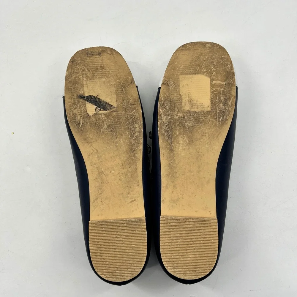 Janie and Jack Mary Jane Flats Kids 4 Girls Navy Cap Toe Faux Leather Dressy